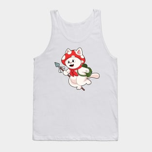 Cat as Mushroom picker with Mushroom Tank Top